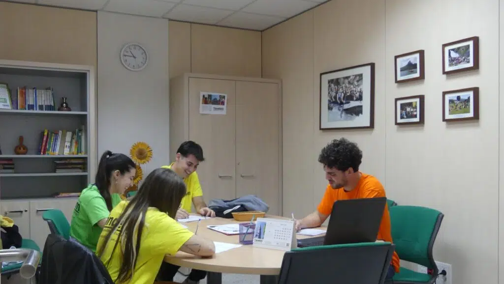 equipo de monitores programando en la oficina