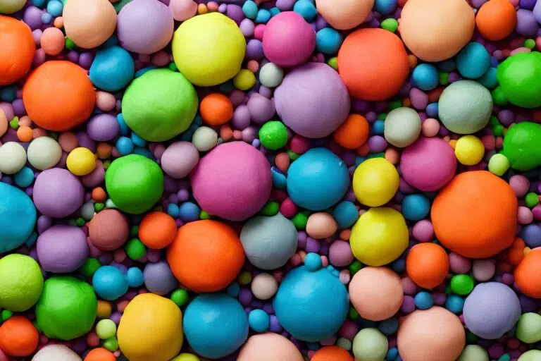 bolas de plastelina de diferentes colores y tamaños
